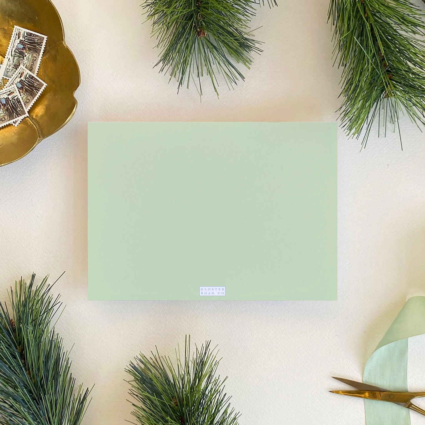 Norway Spruce Gingham Holiday Card, Landscape