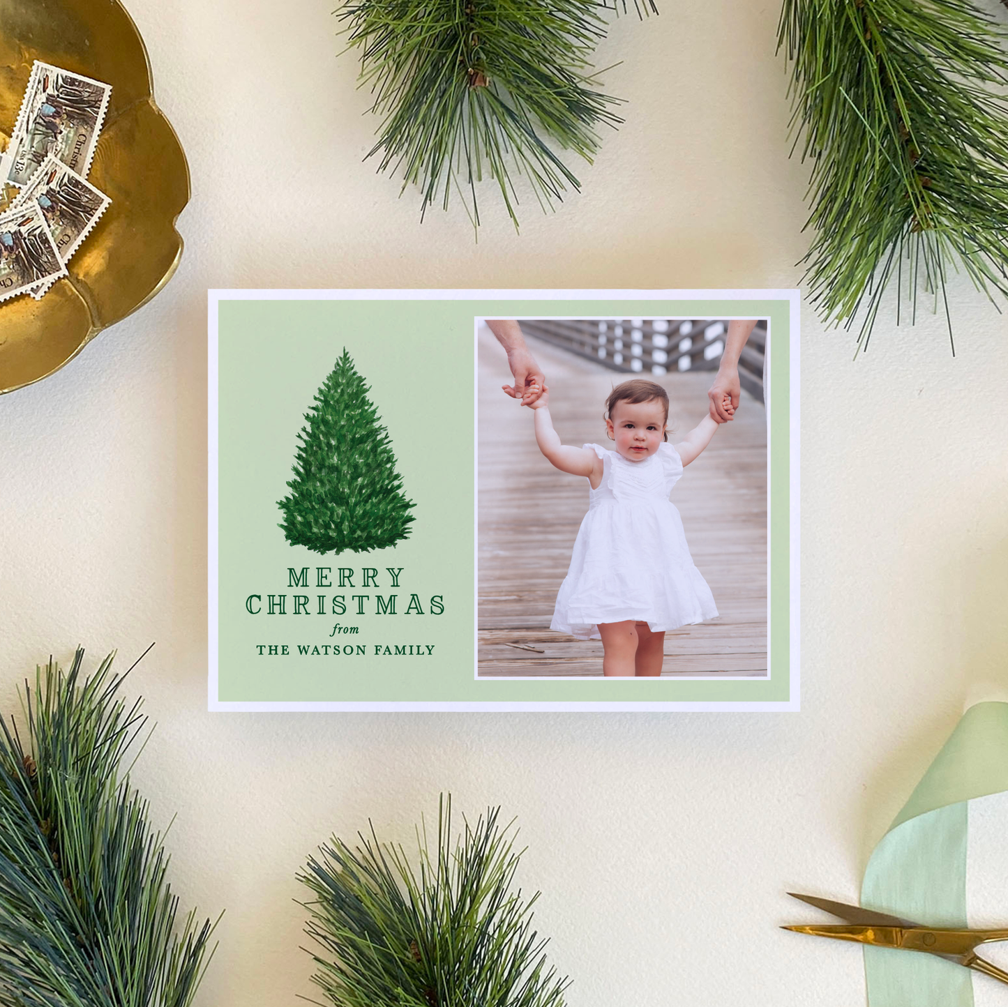 Norway Spruce Holiday Card, Landscape