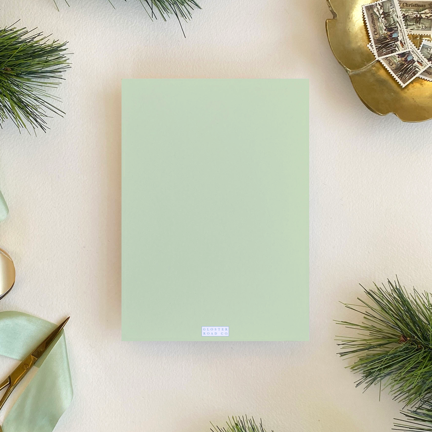 Norway Spruce Gingham Holiday Card, Portrait