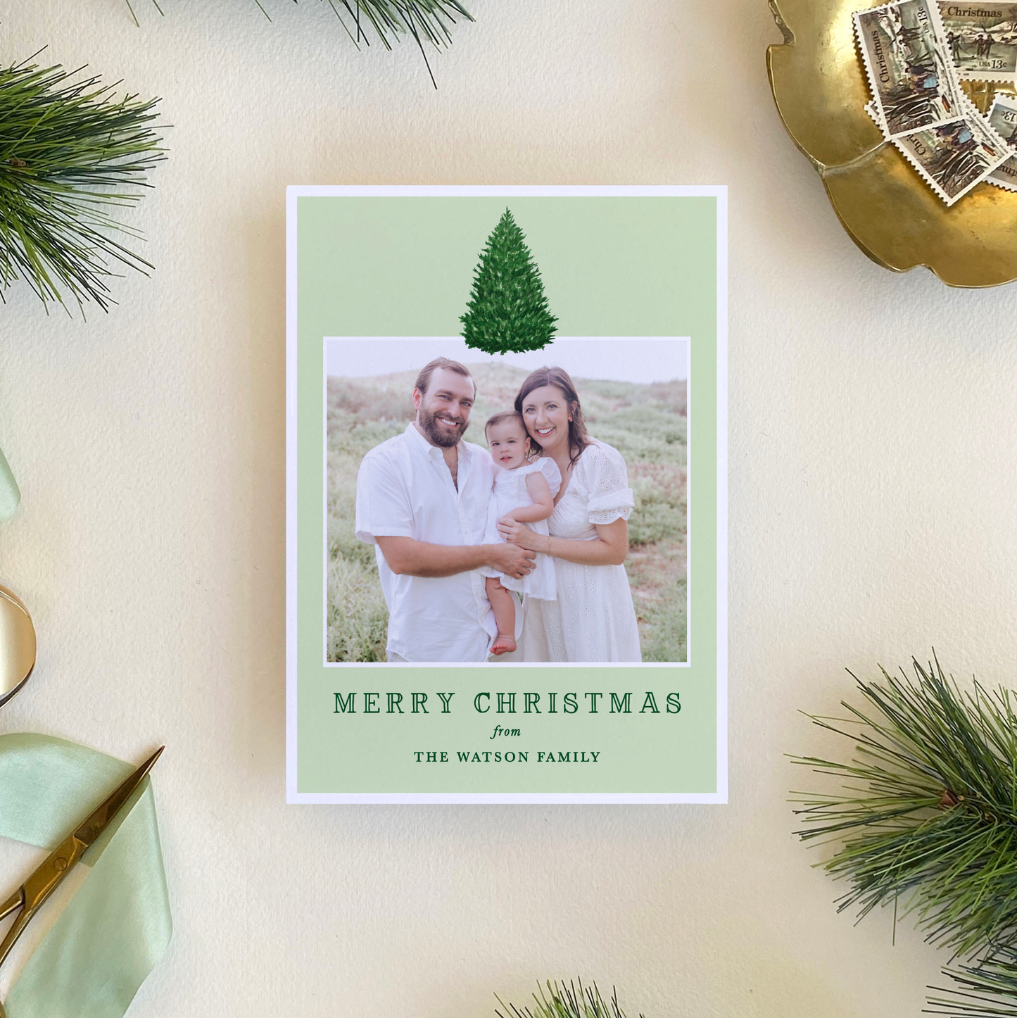 Norway Spruce Holiday Card, Portrait