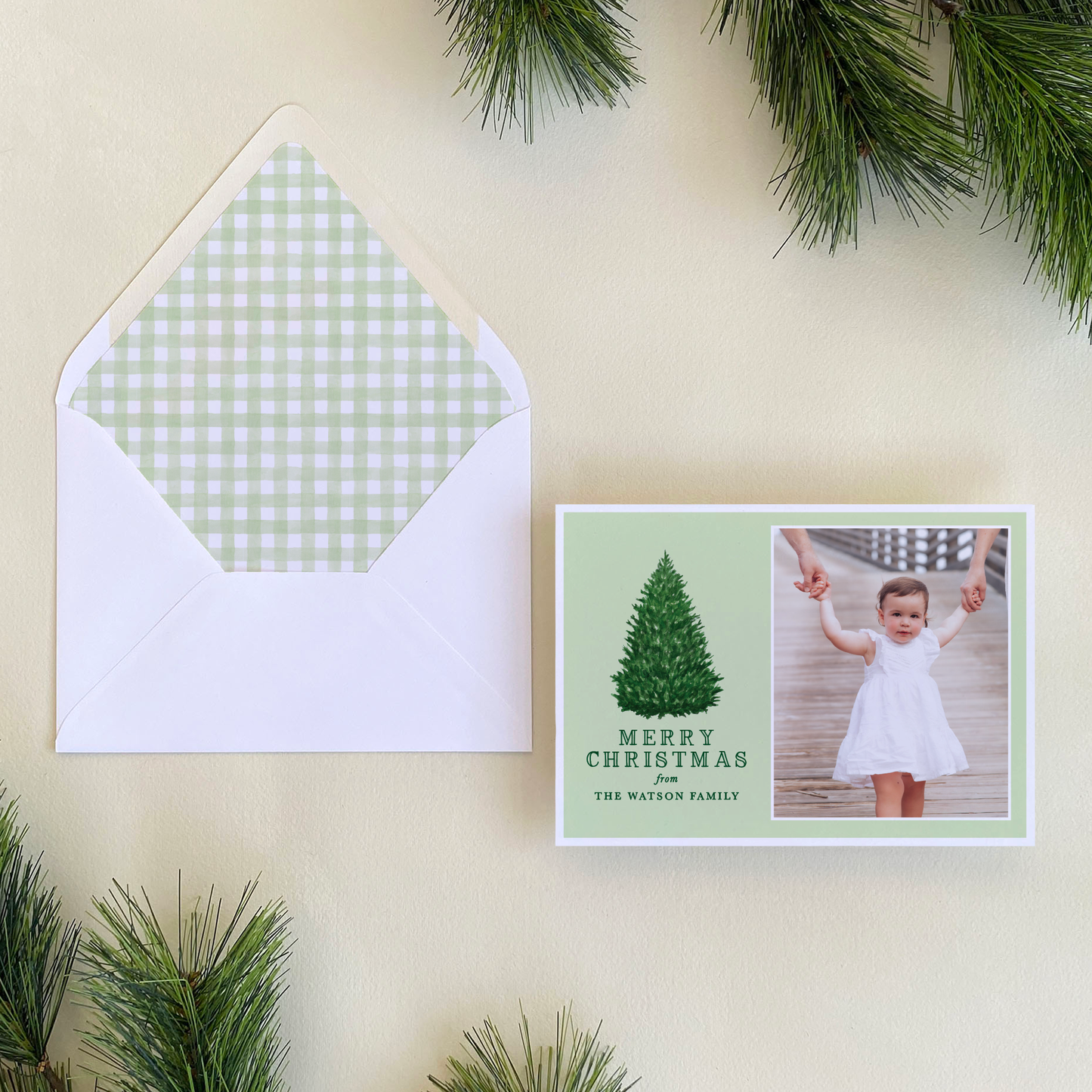Norway Spruce Holiday Card, Landscape