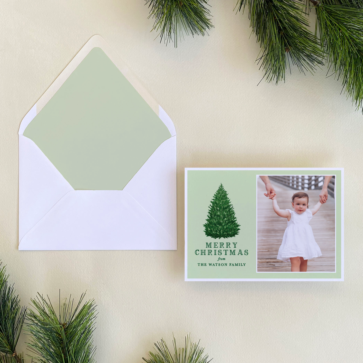 Norway Spruce Holiday Card, Landscape
