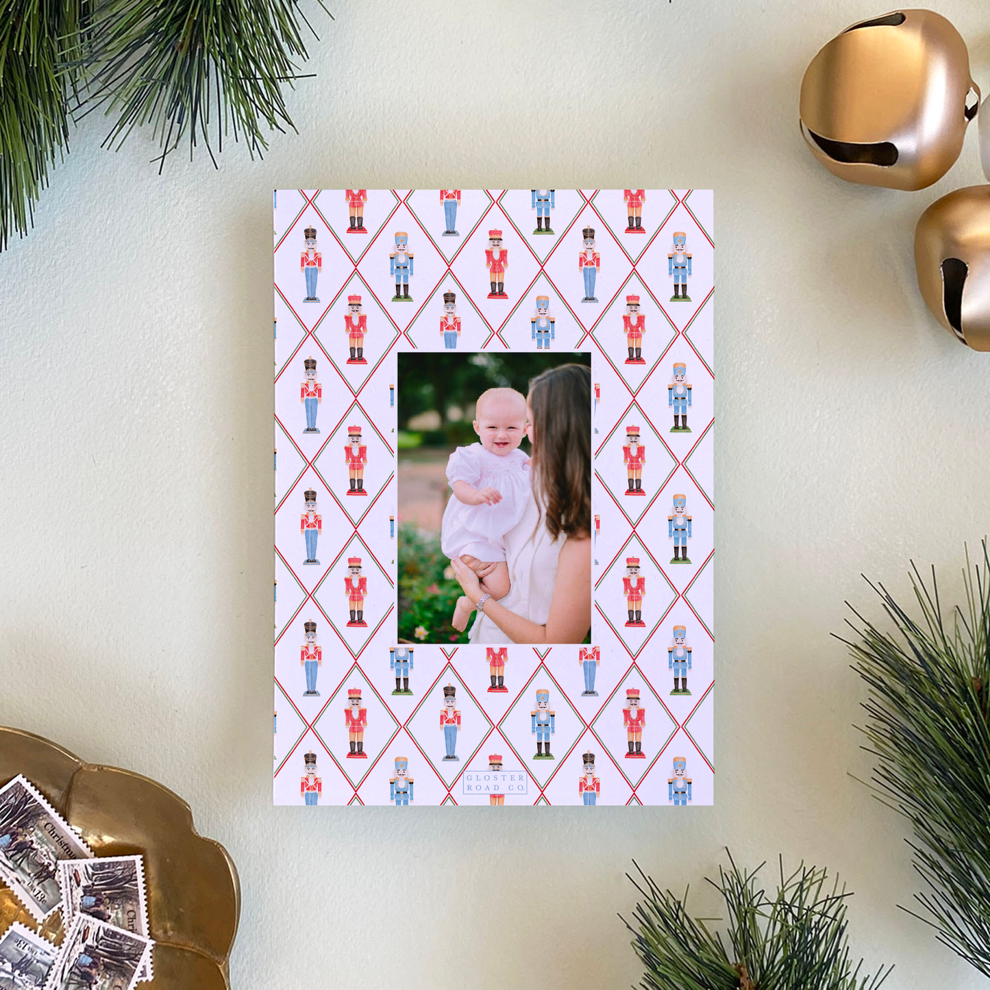Nutcracker Monogram Holiday Card, Portrait