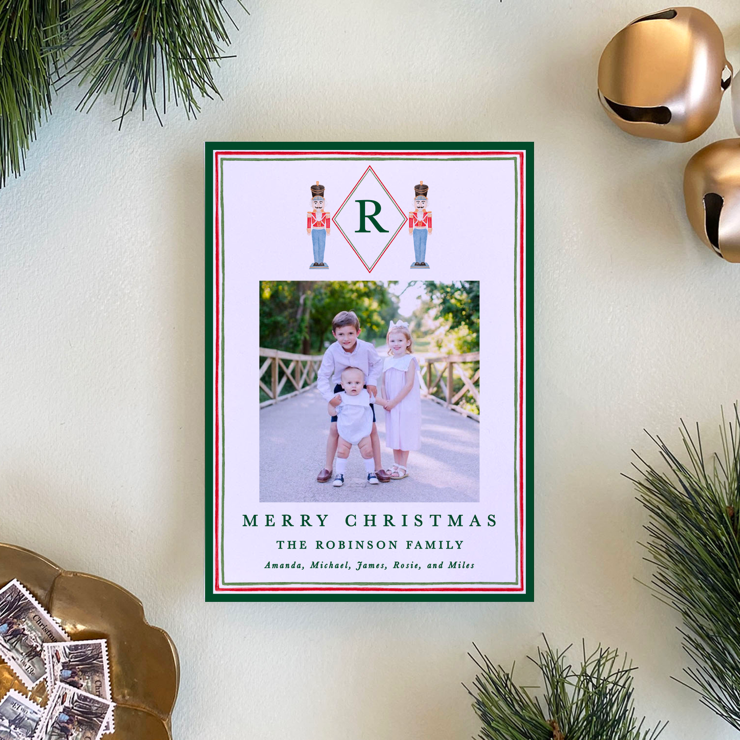 Nutcracker Monogram Holiday Card, Portrait