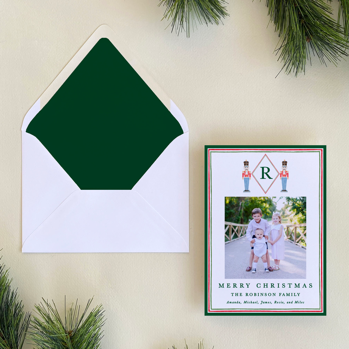 Nutcracker Monogram Holiday Card, Portrait