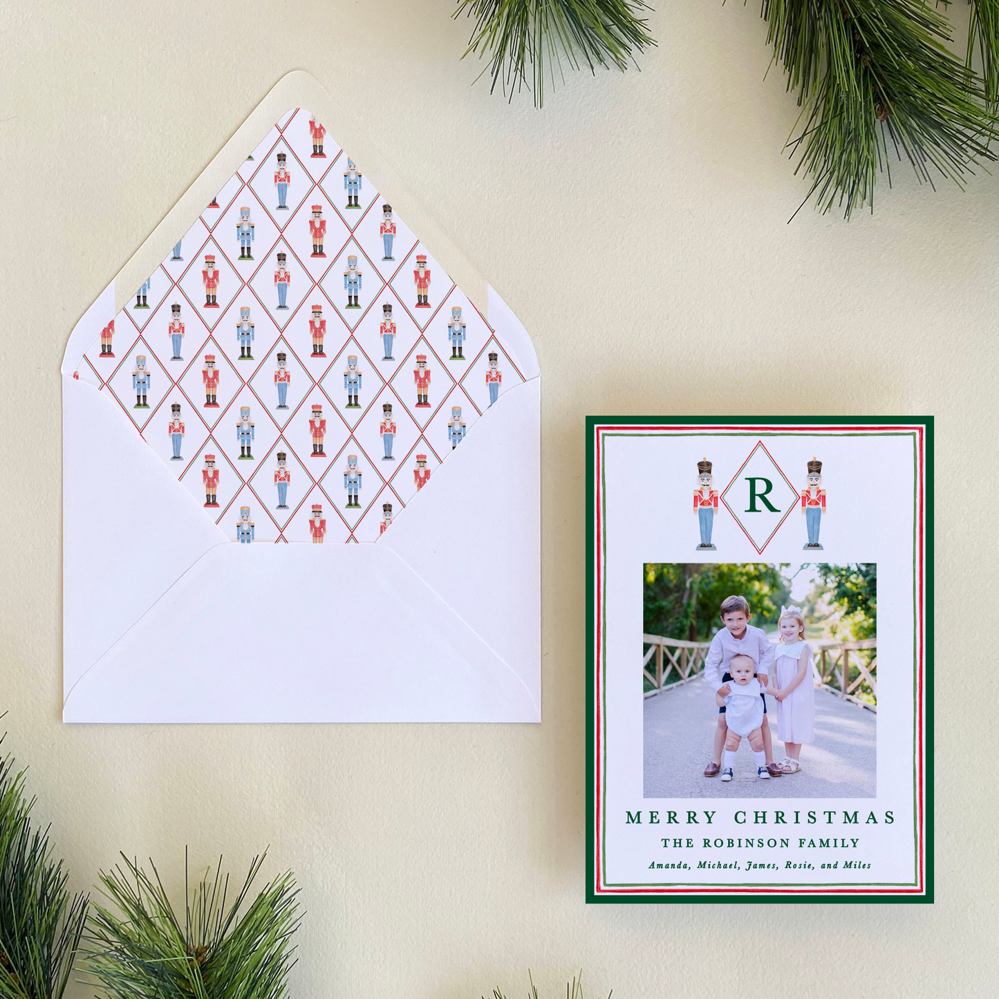 Nutcracker Monogram Holiday Card, Portrait