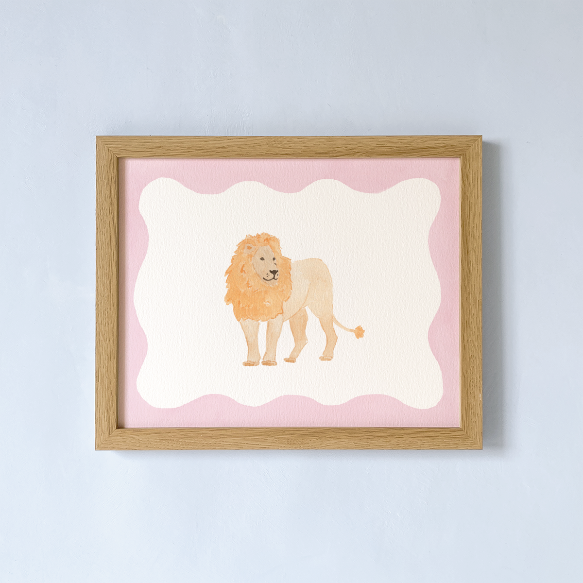 Pink Border Lion Art Print