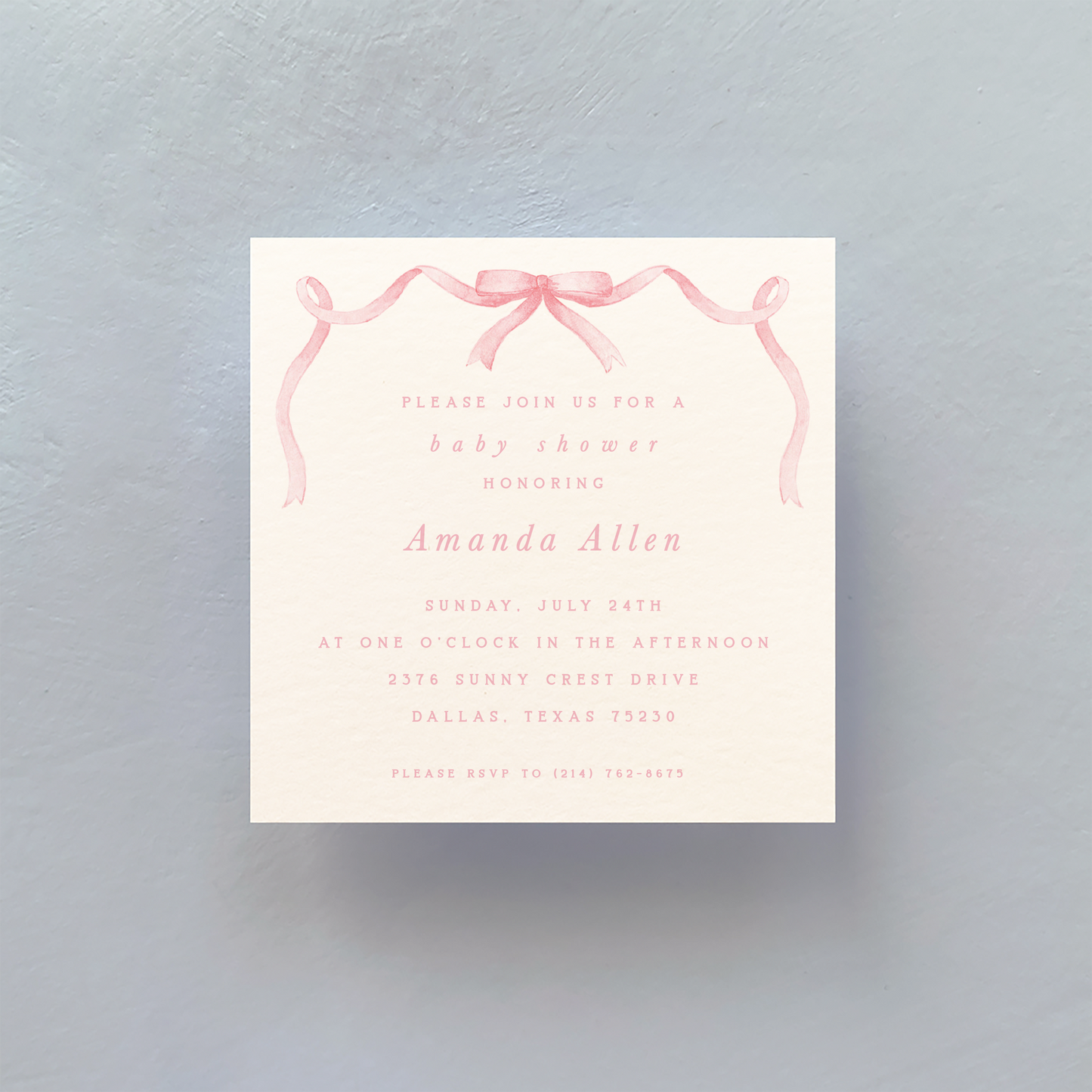 Pink Bow Invitation