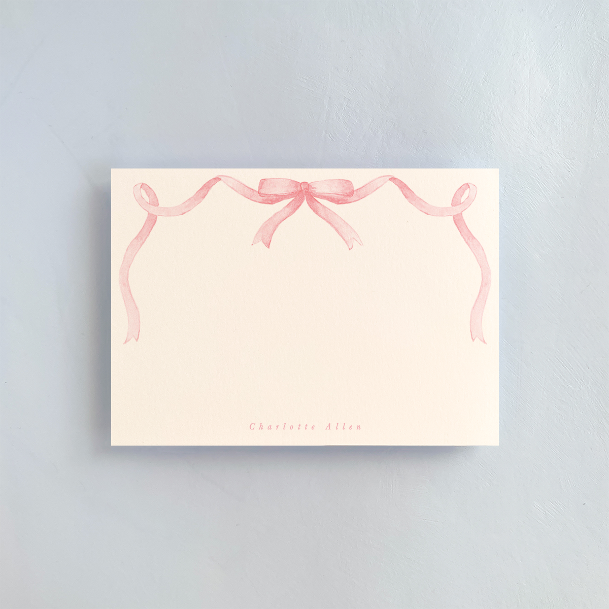 Pink Bow Personalized Notecard Set