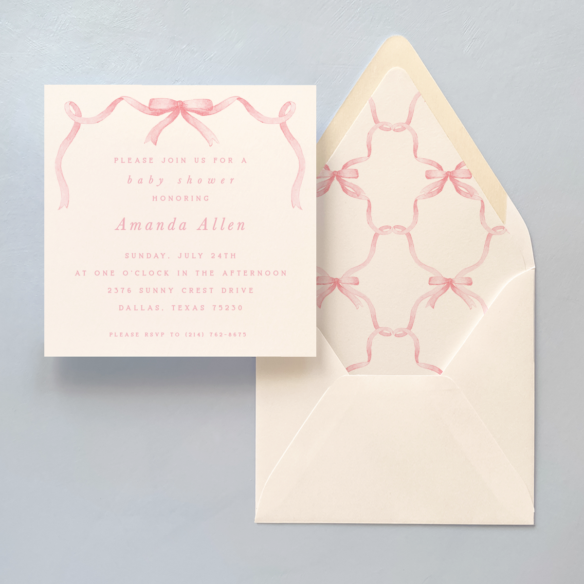 Pink Bow Invitation