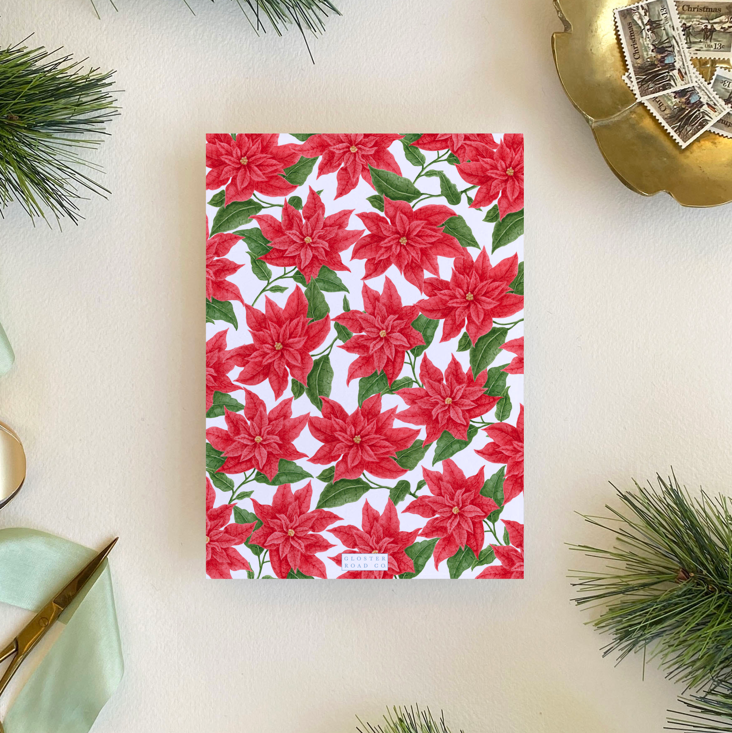 Poinsettia Border Invitation