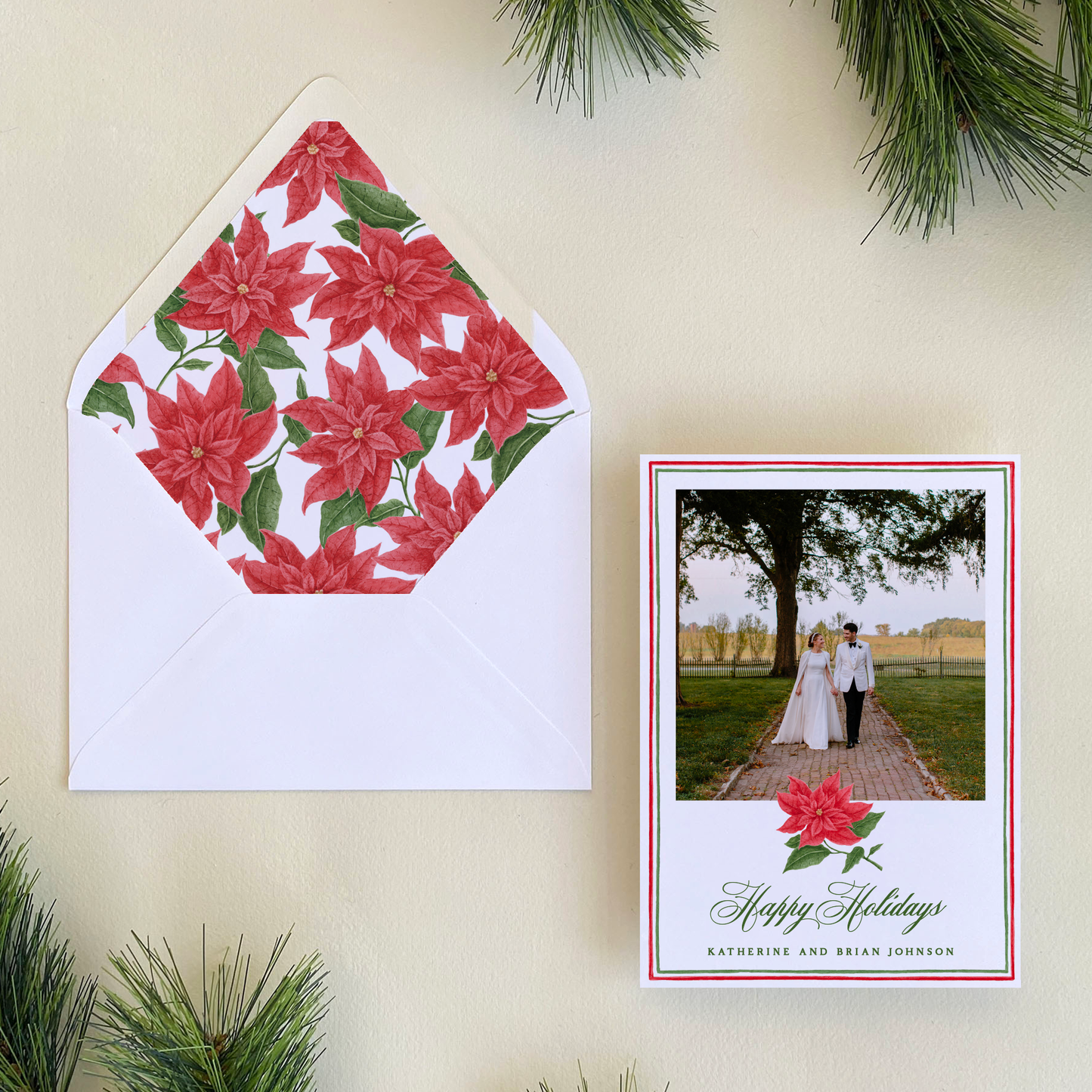 Poinsettia Holiday Card, Portrait