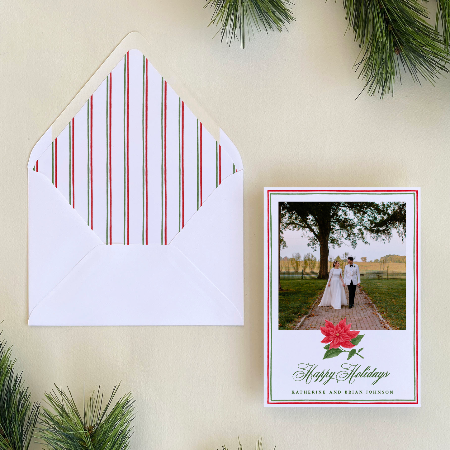 Poinsettia Holiday Card, Portrait