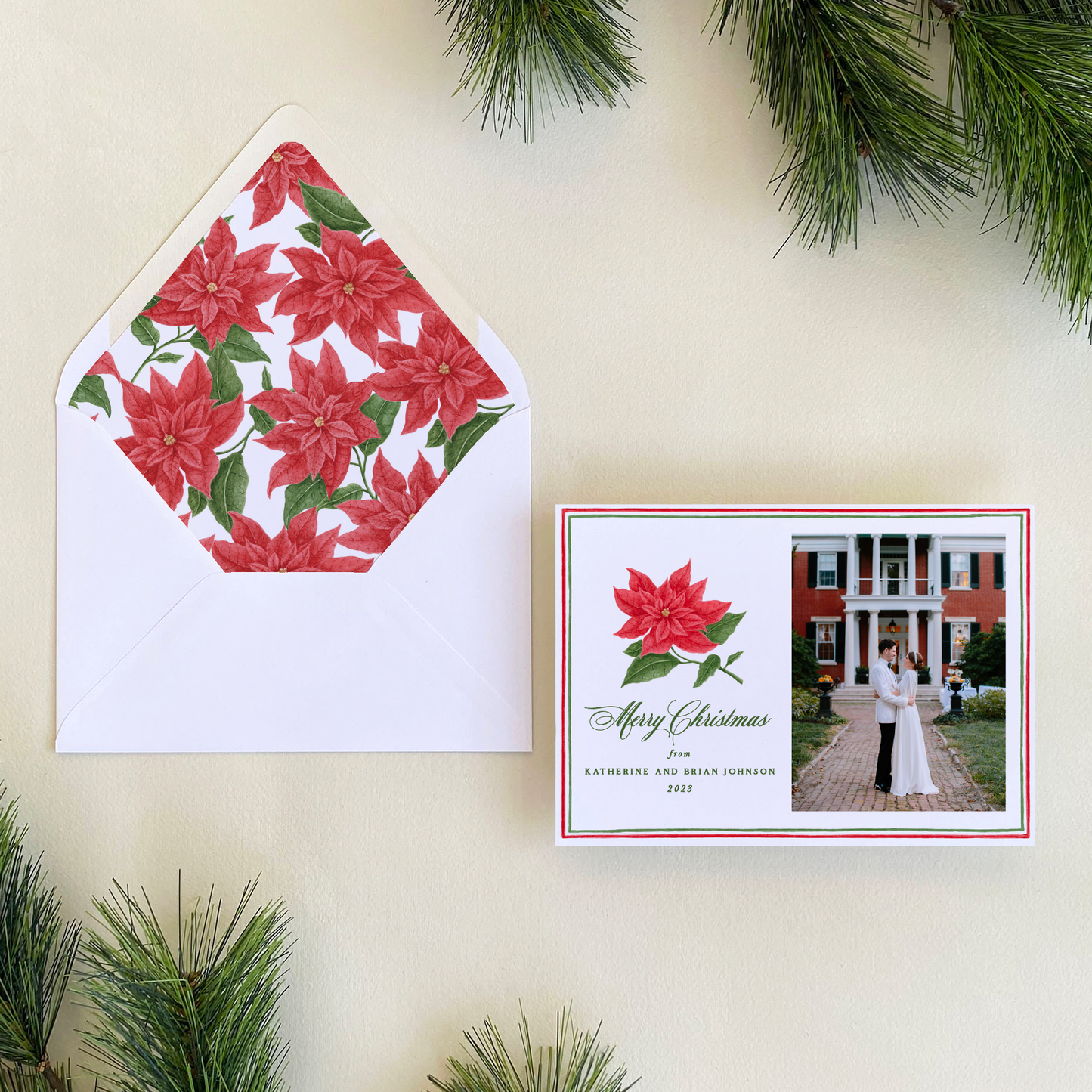 Poinsettia Holiday Card, Landscape