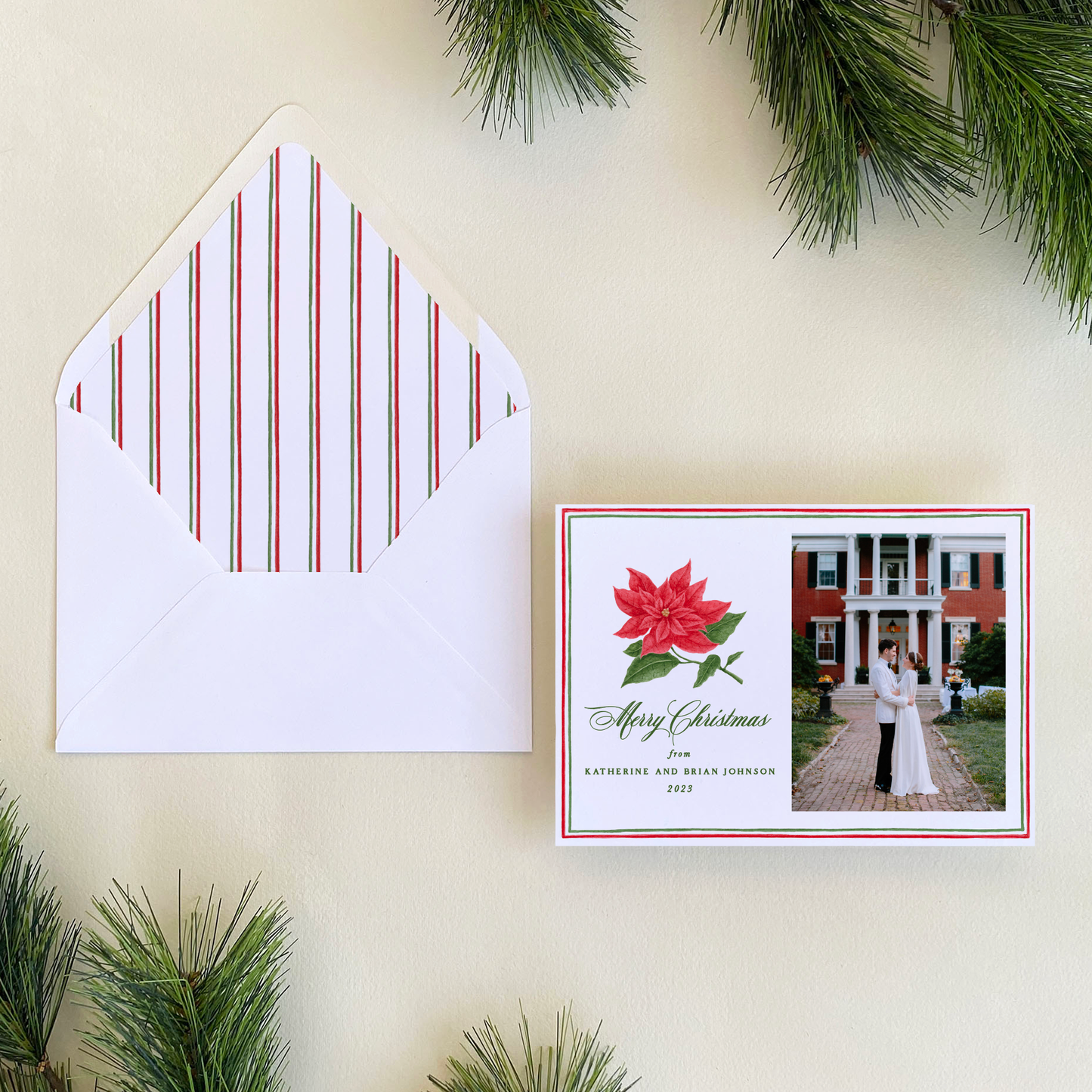 Poinsettia Holiday Card, Landscape