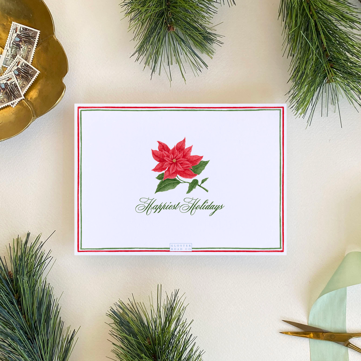 Poinsettia Holiday Card, Landscape