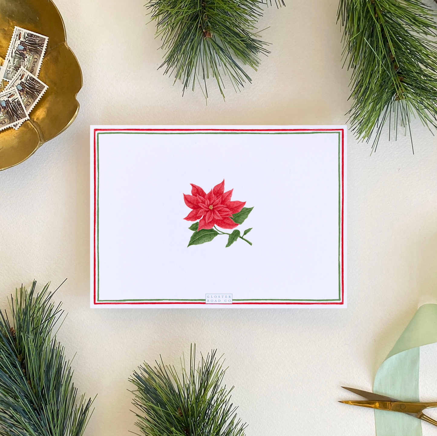 Poinsettia Holiday Card, Landscape