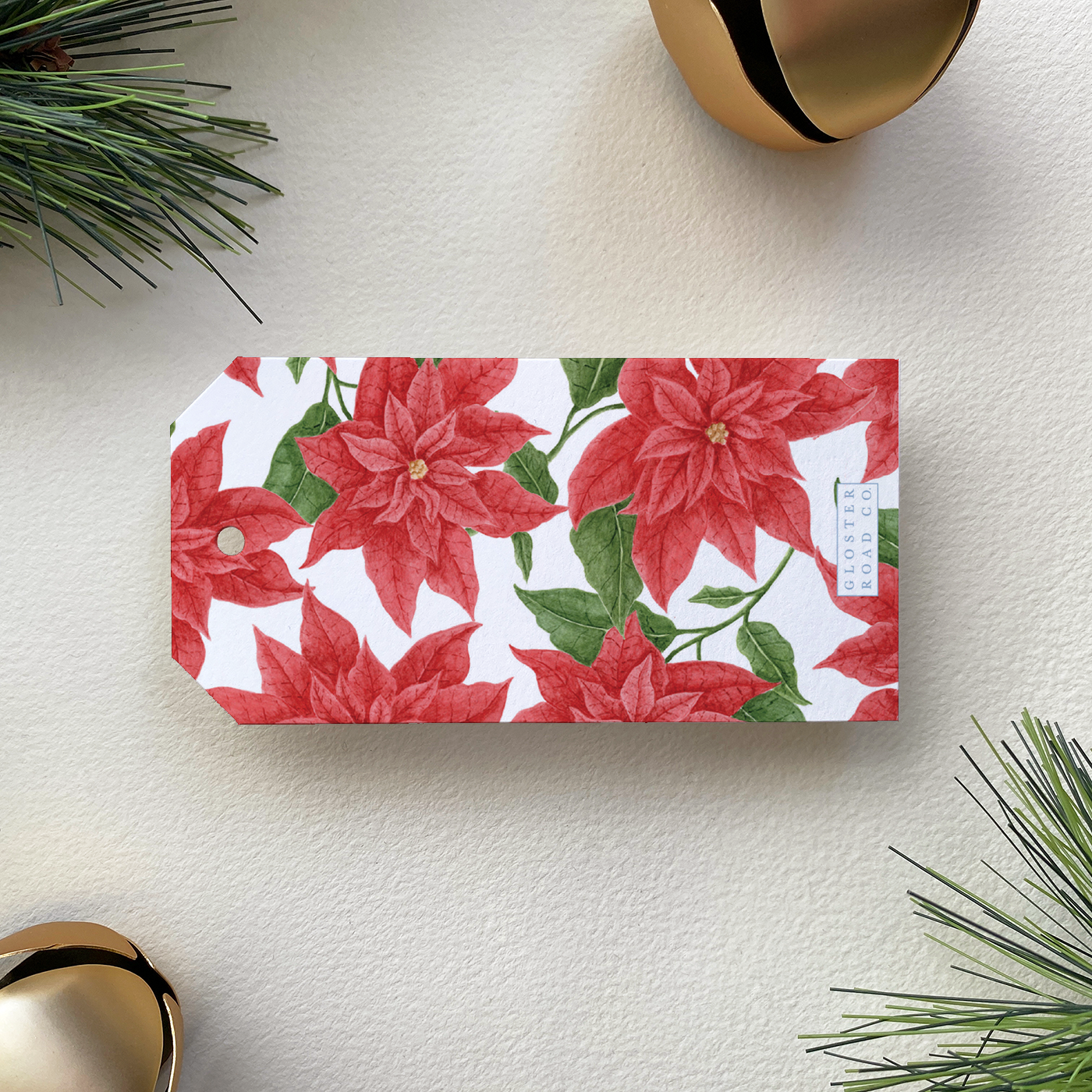 Personalized Poinsettia Border Gift Tag