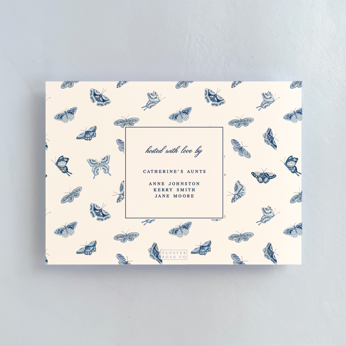 Porcelain Butterflies Border Invitation