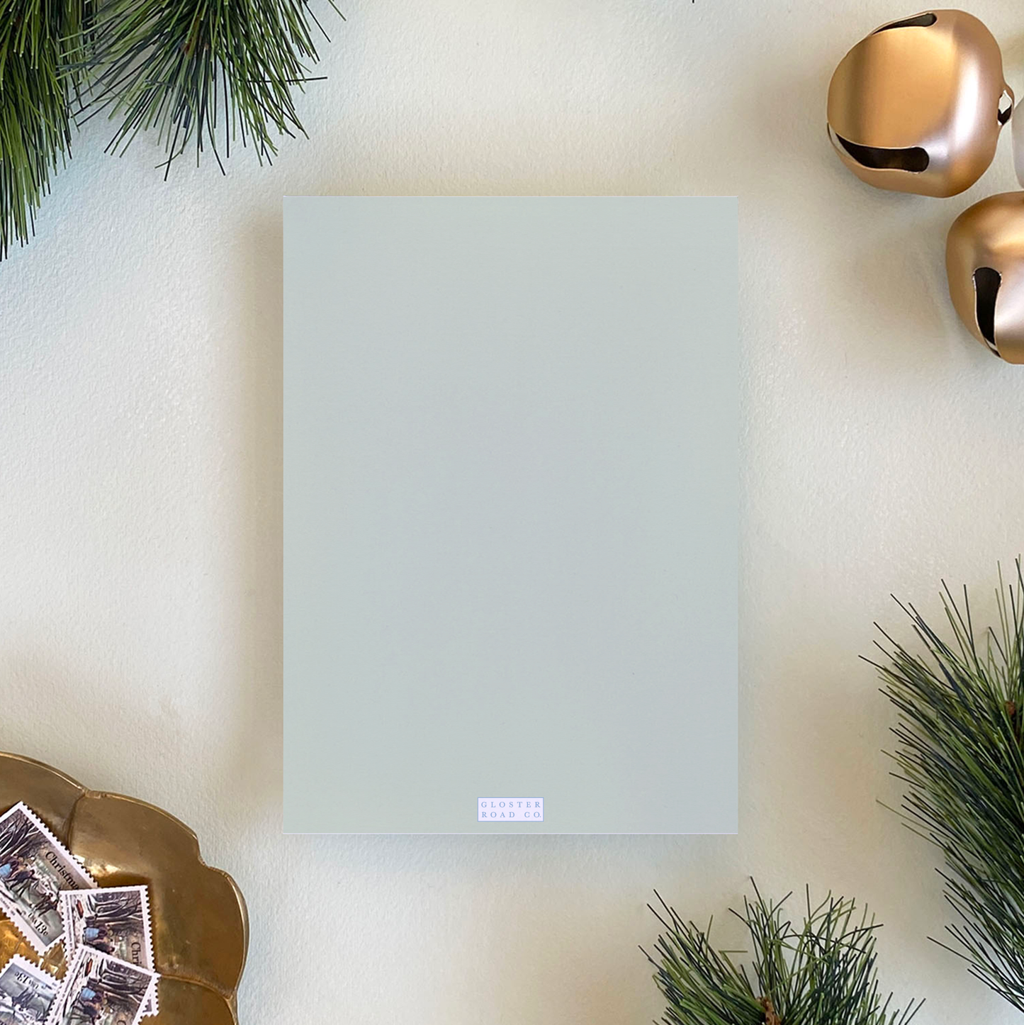 Satin Ribbon Holiday Card, Green - Portrait