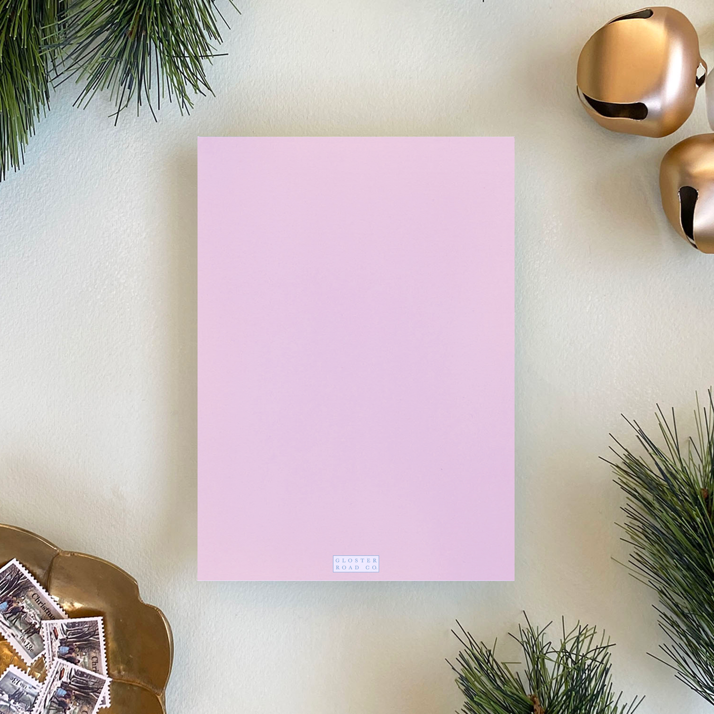 Satin Ribbon Holiday Card, Pink - Portrait