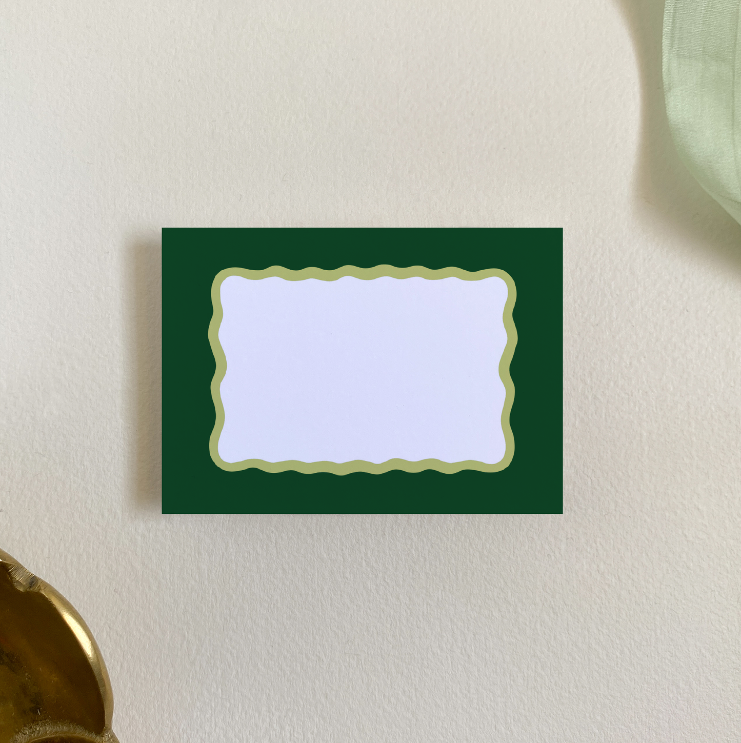 Squiggle Border Place Card Set, Forest and Chartreuse