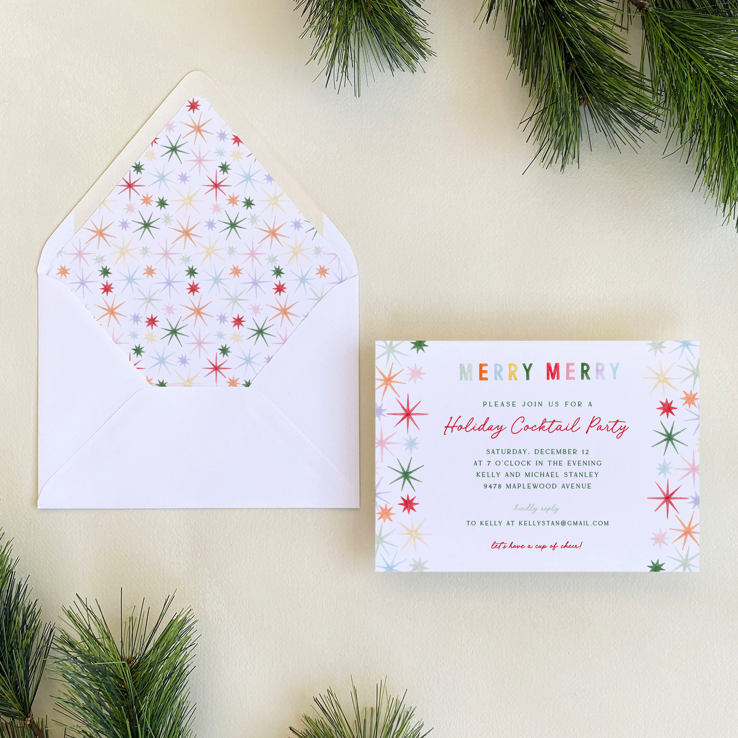 Merry Merry Starburst Invitation