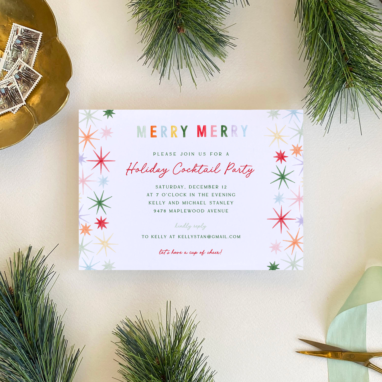 Merry Merry Starburst Invitation