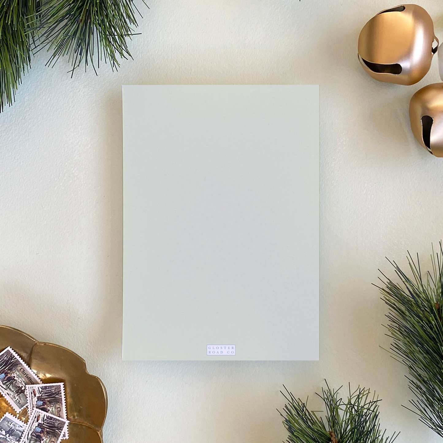 Red & Green Starburst Border Holiday Card, Portrait