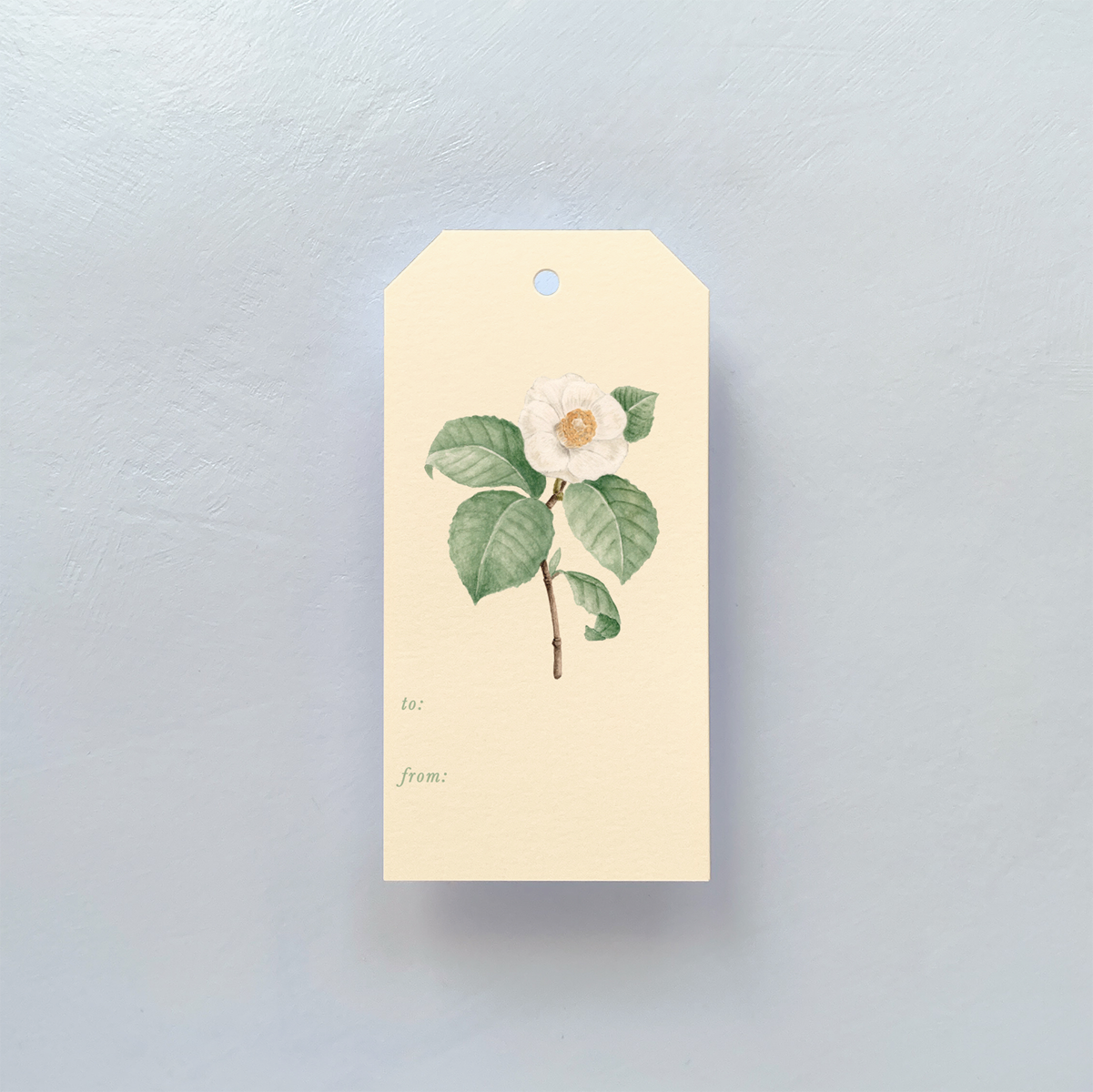 camelia design gift tag