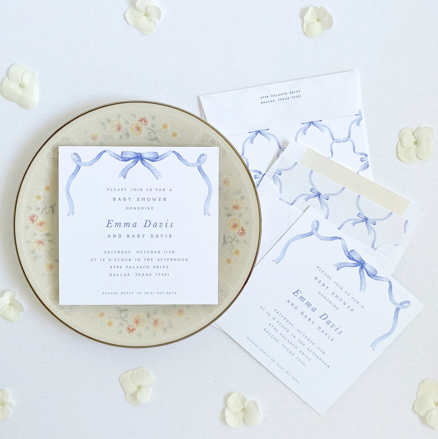 Blue Bow Invitation