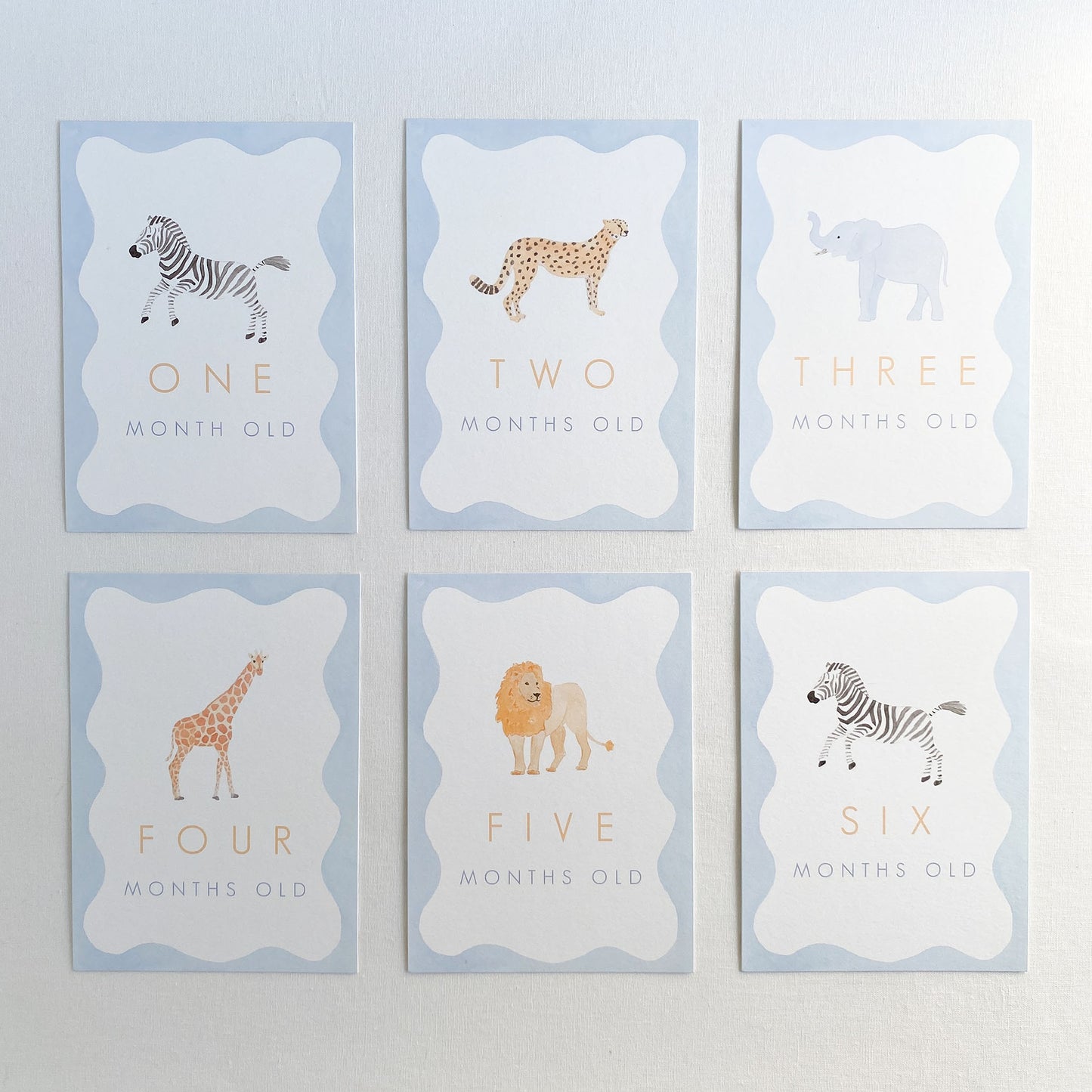 Blue Pastel Animal Milestone Cards