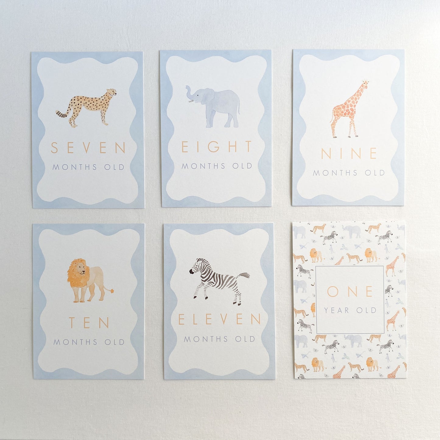 Blue Pastel Animal Milestone Cards