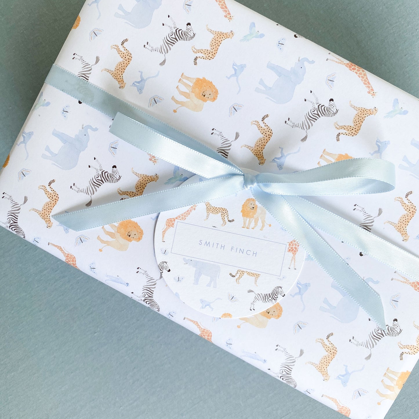 Personalized Blue Pastel Animal Circle Gift Tags