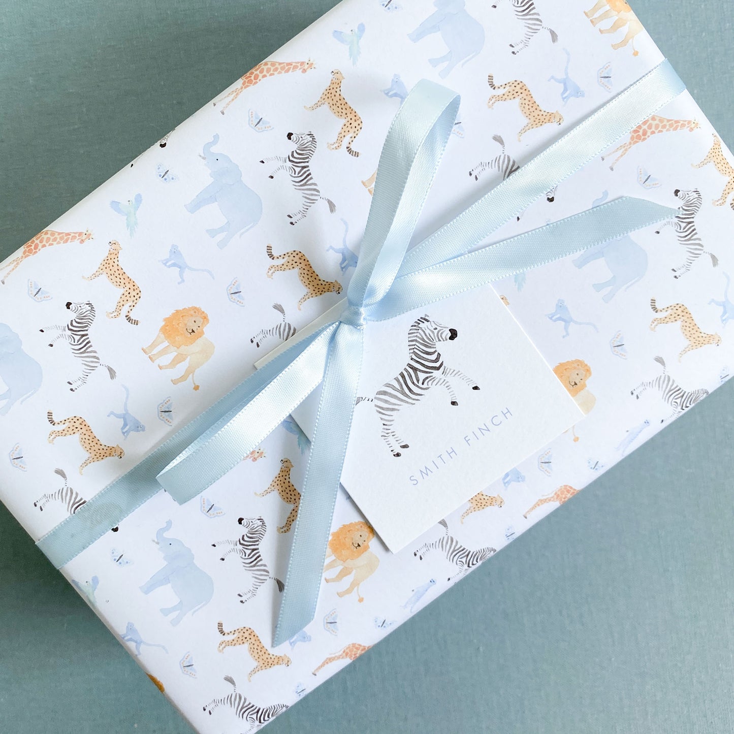 Blue Pastel Animal Gift Wrap