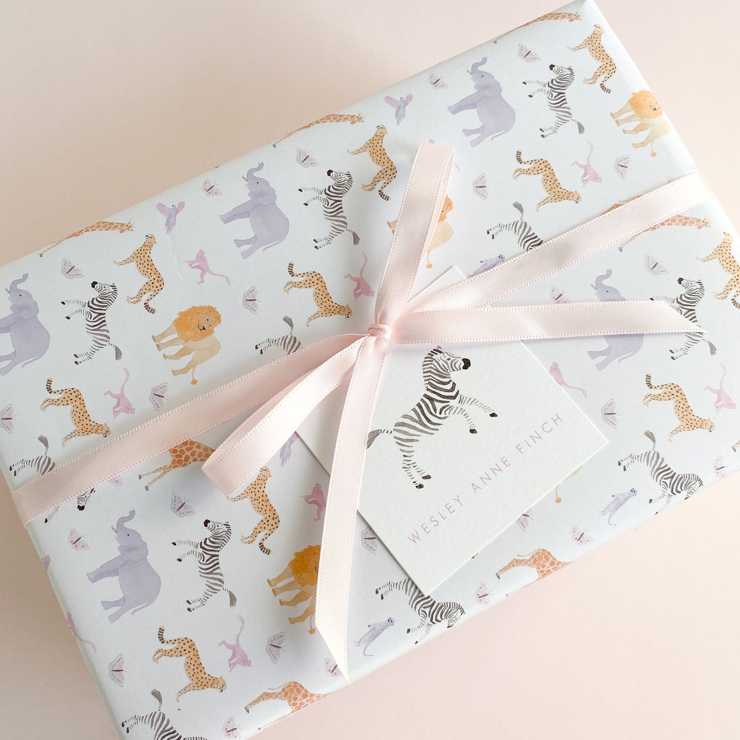 Personalized Zebra Square Gift Tags, Pink
