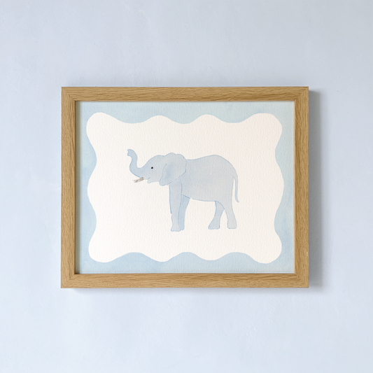 Blue Border Elephant Art Print