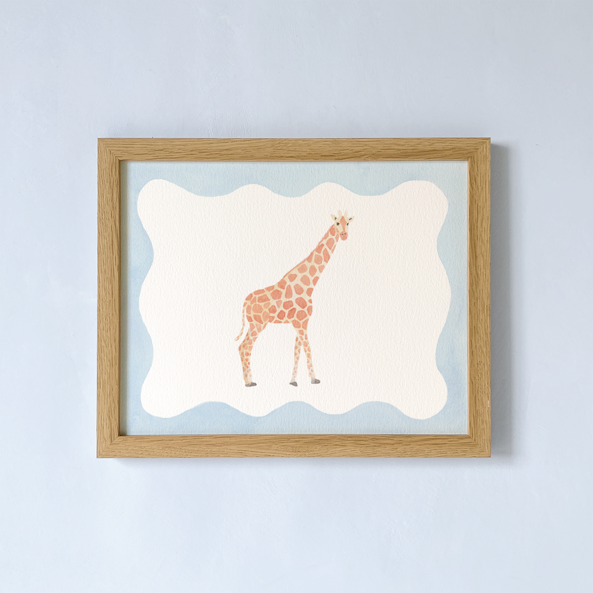 Blue Border Giraffe Art Print