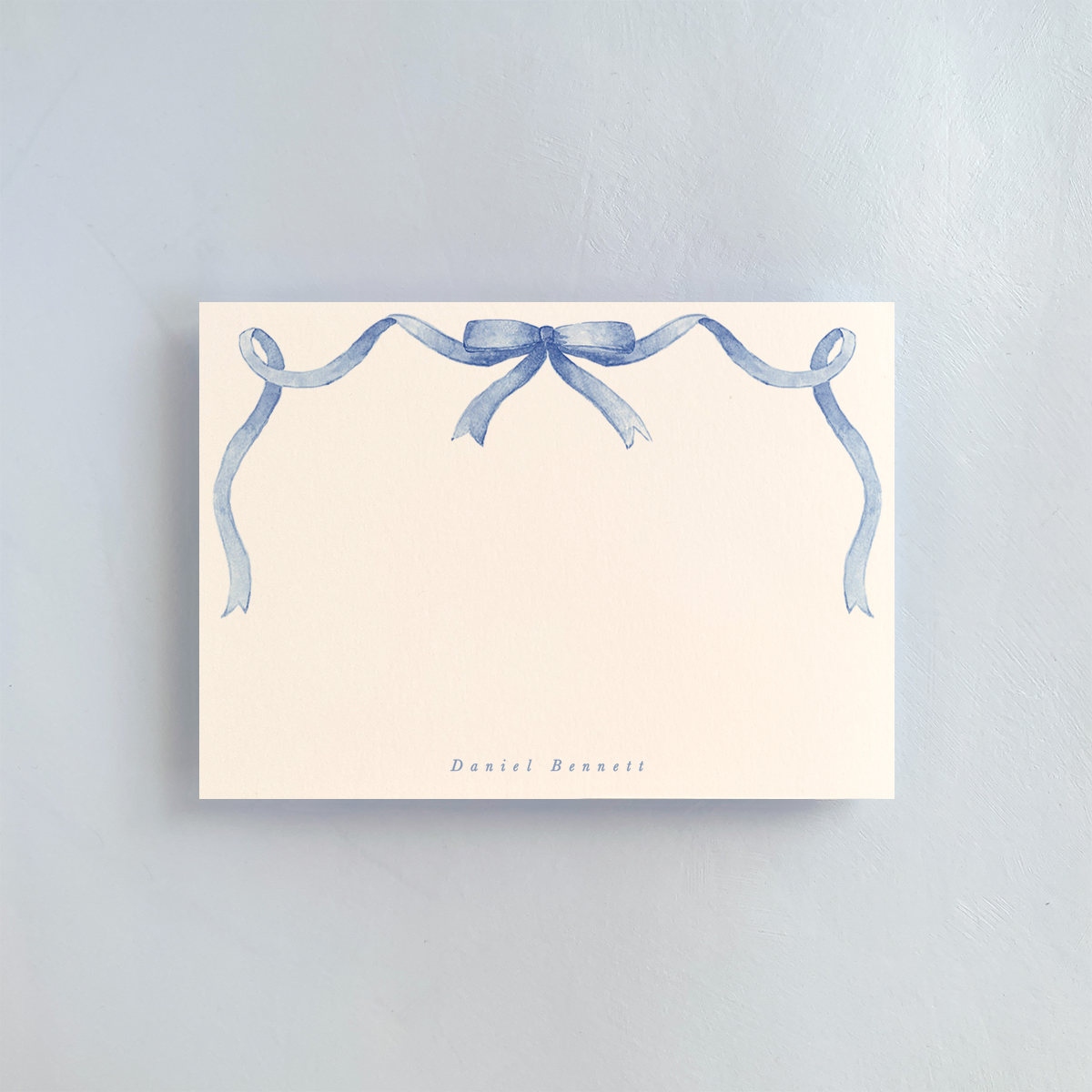 Blue Bow Personalized Notecard Set