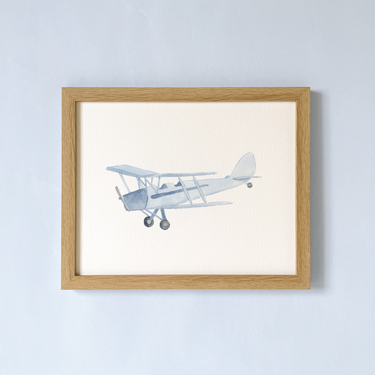 art print with vintage blue plane