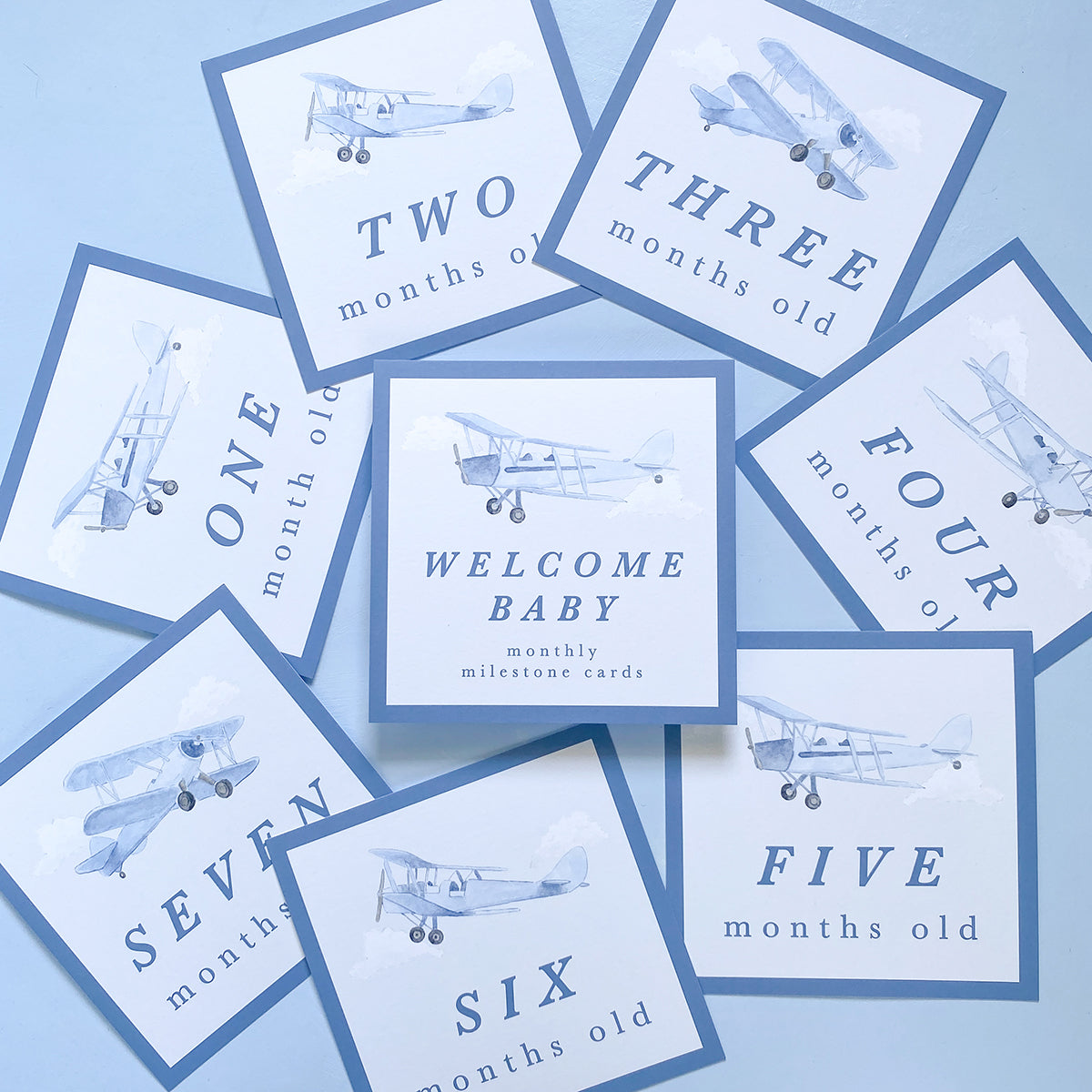 Blue Planes Baby Milestone Cards Set