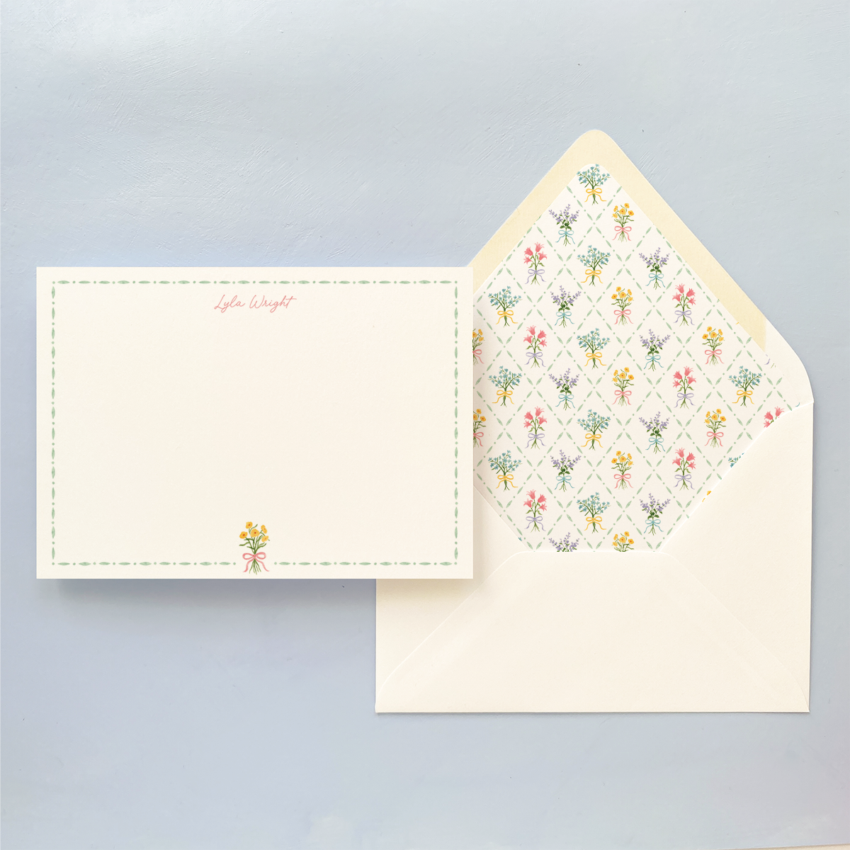 Bow Bouquets Personalized Notecard Set