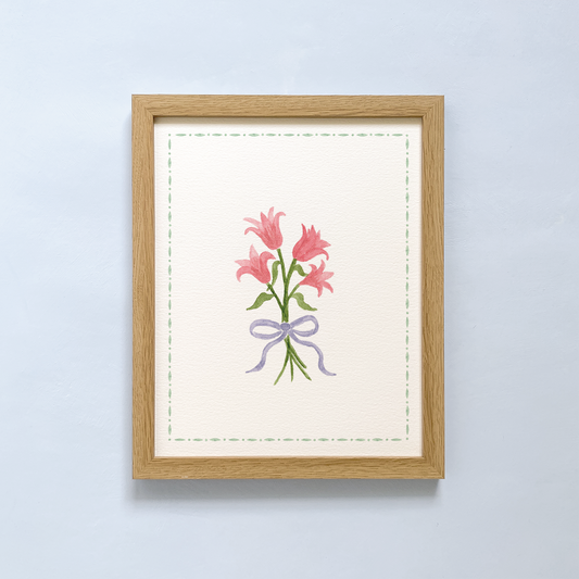 art print with lily bouquet