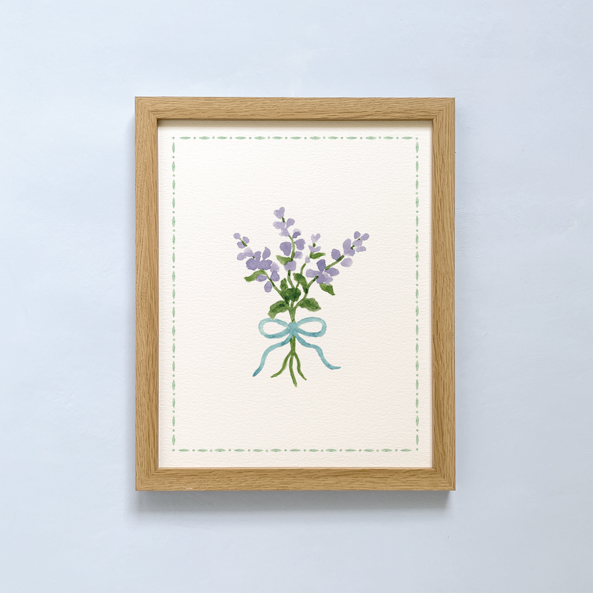 art print with sweet pea bouquet