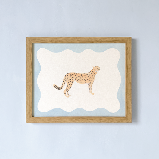 Blue Border Cheetah Art Print