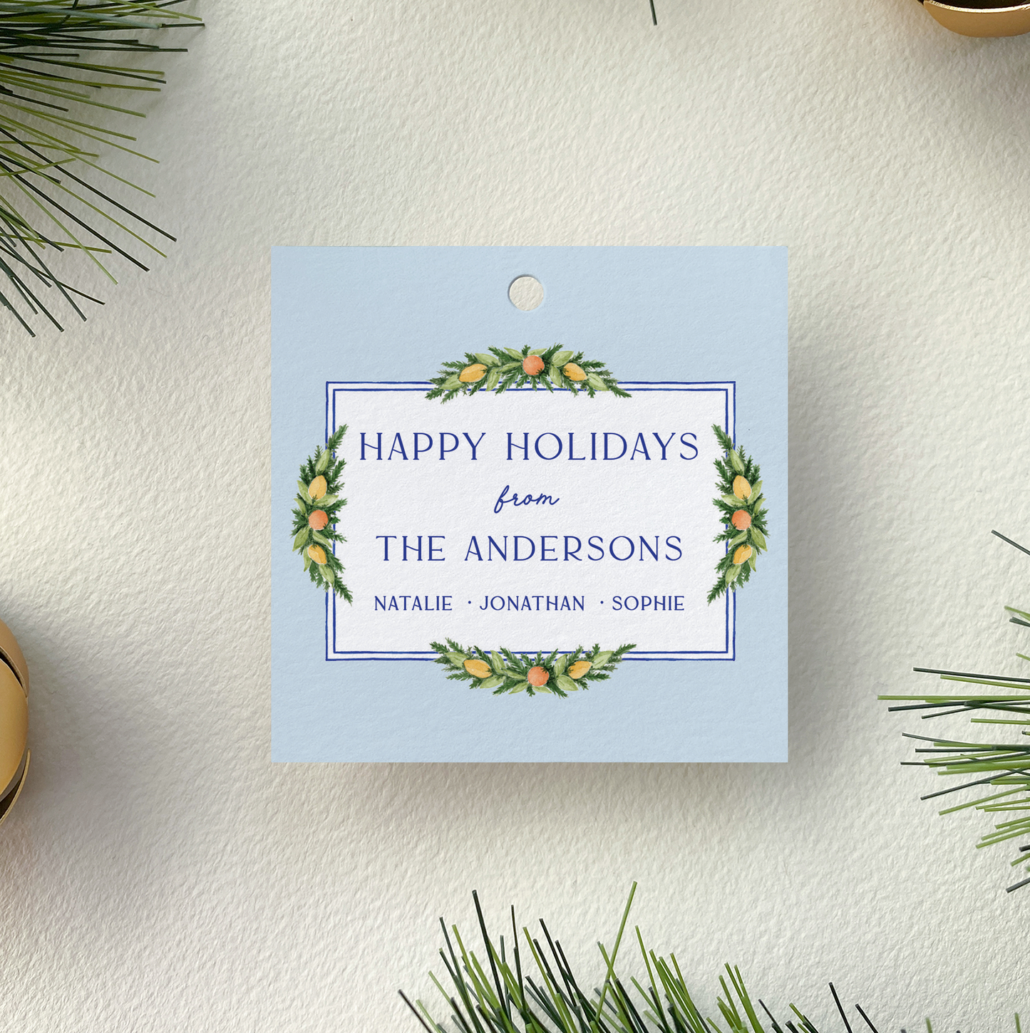 Personalized Citrus Garland Square Gift Tag