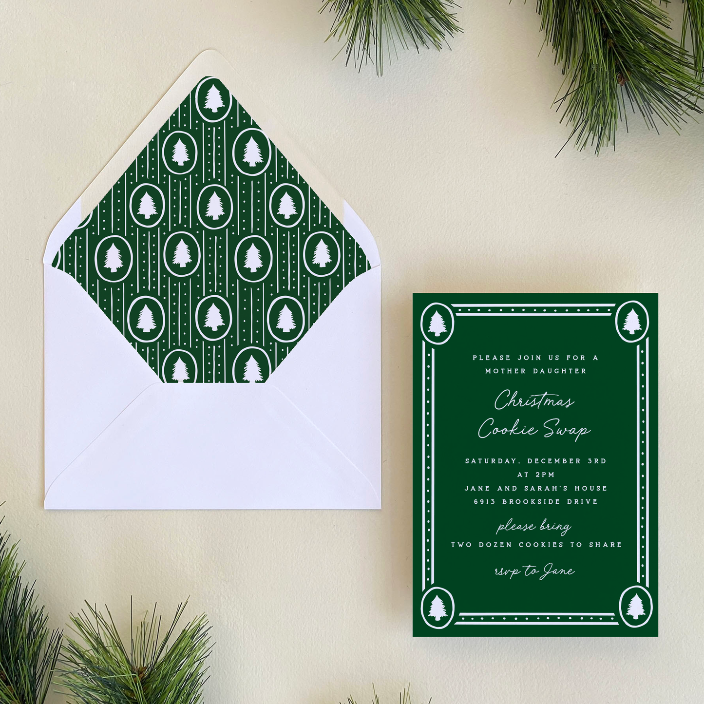 Dotted Pine Invitation, Forest