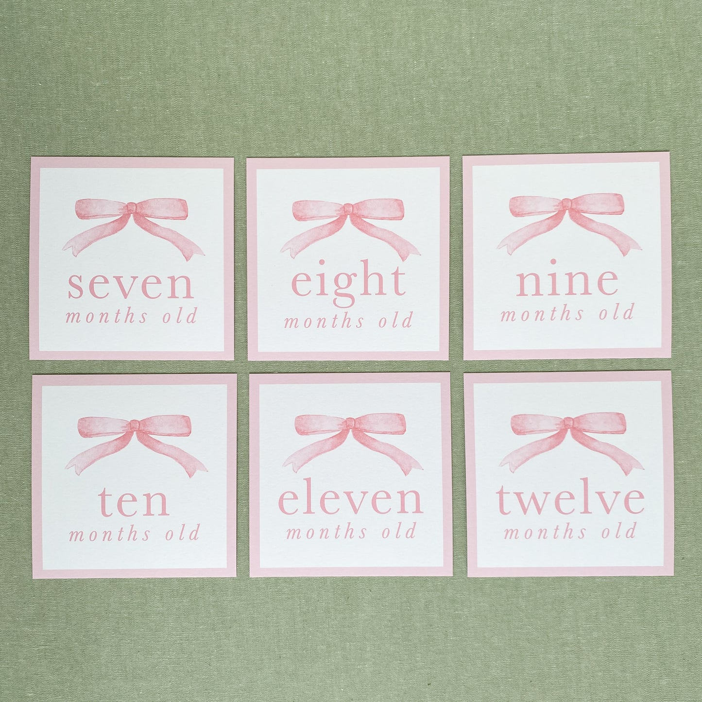 Pink Bow Milestone Cards