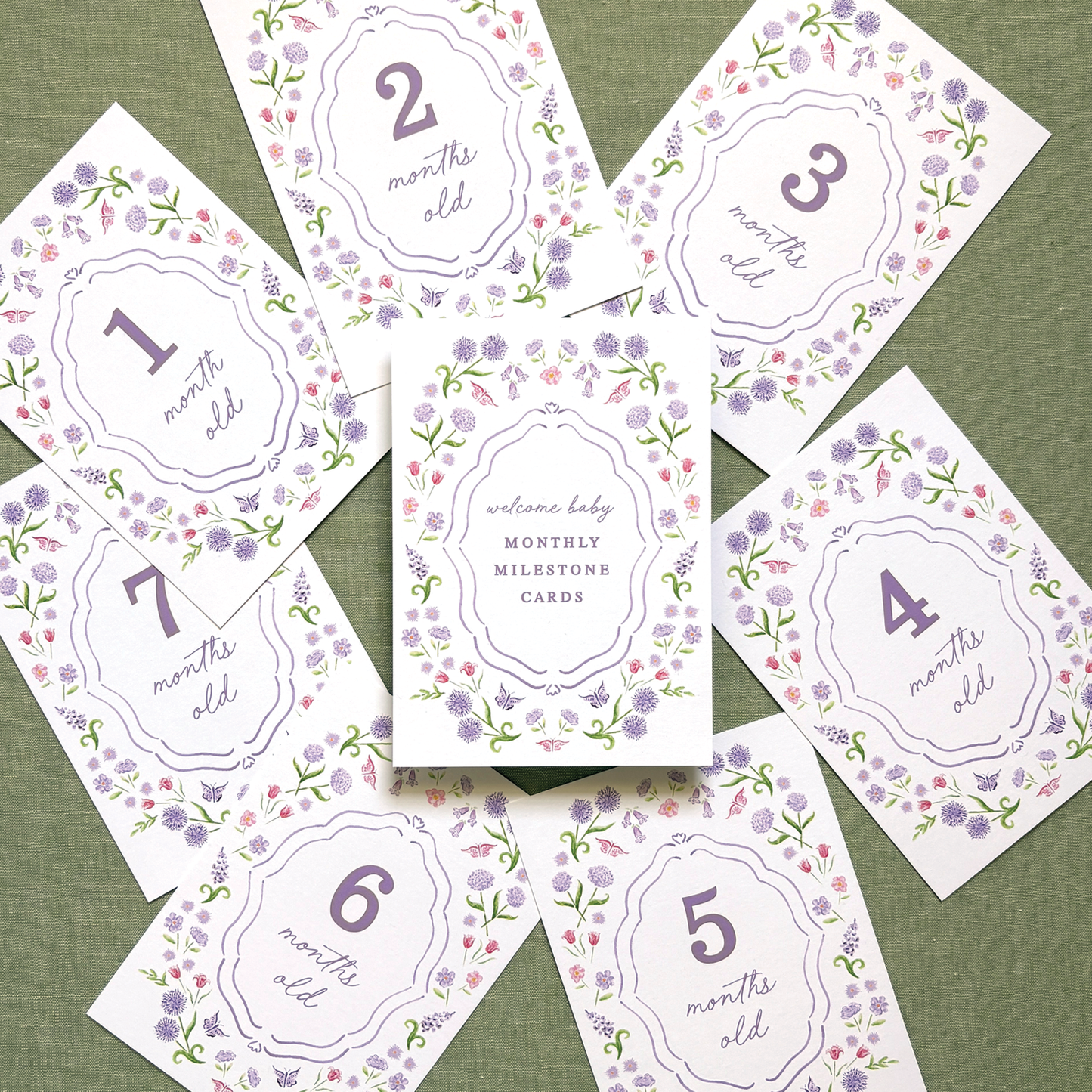 Lilac Bouquet Milestone Cards