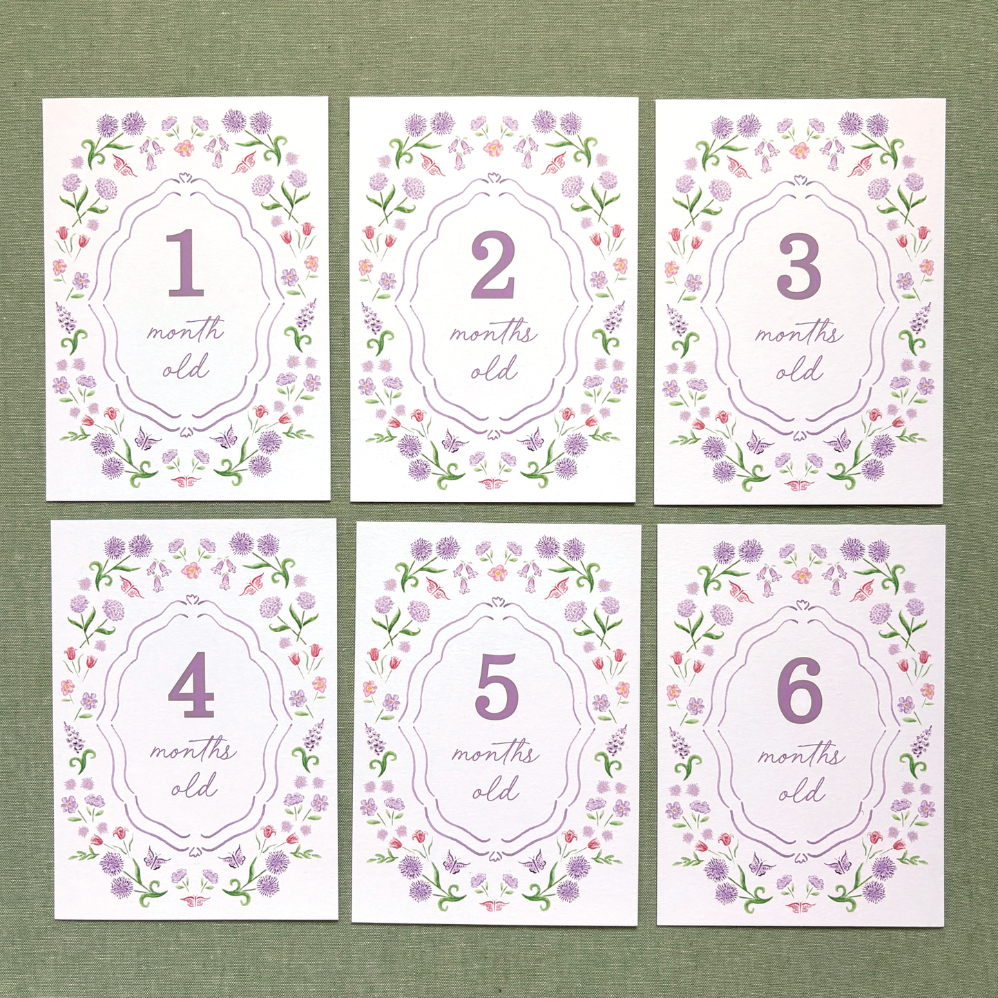 Lilac Bouquet Milestone Cards